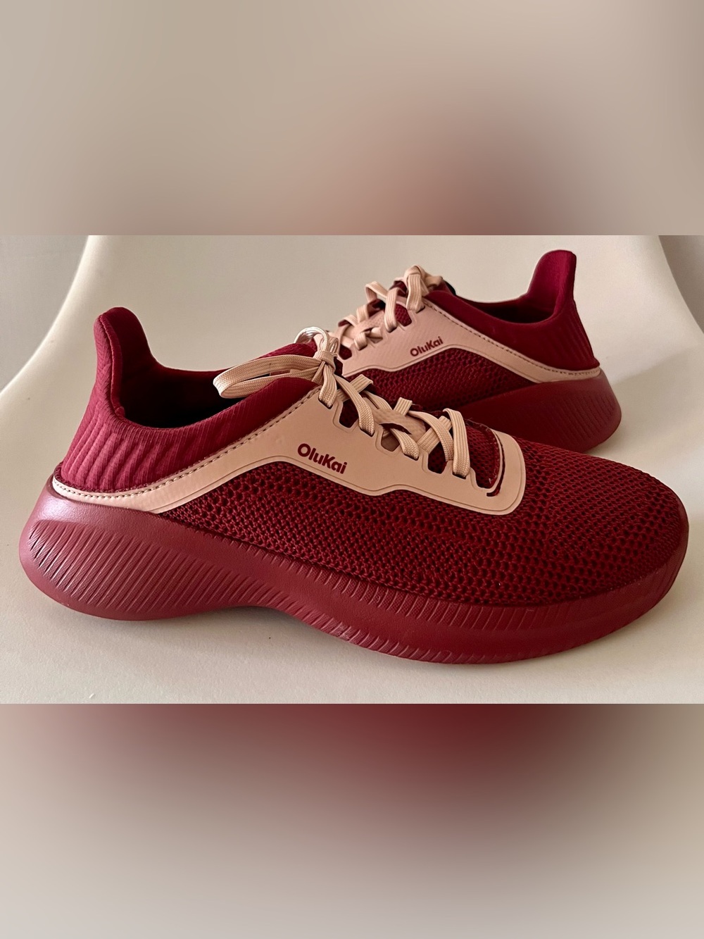 OluKai Island Hopper Sneakers Women's 8.5 Ginger Burgundy Mesh Walking Shoes
